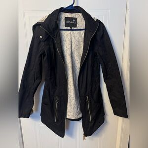 Schwiing Women's Lightweight Black Utility Jacket with Zippered Pockets